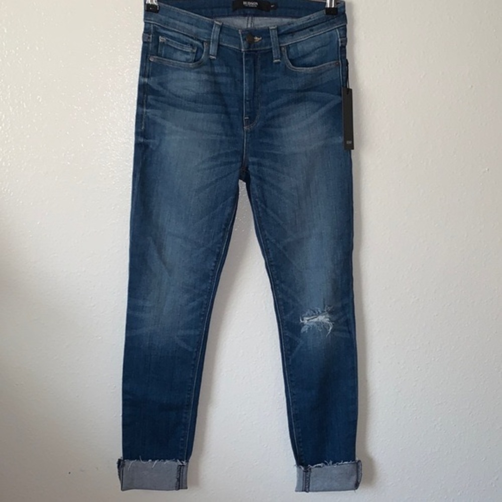 NWT HUDSON NICO MIDRISE SUPER SKINNY ANKLE DISTRESSED RAW HEM JEANS SIZE 27